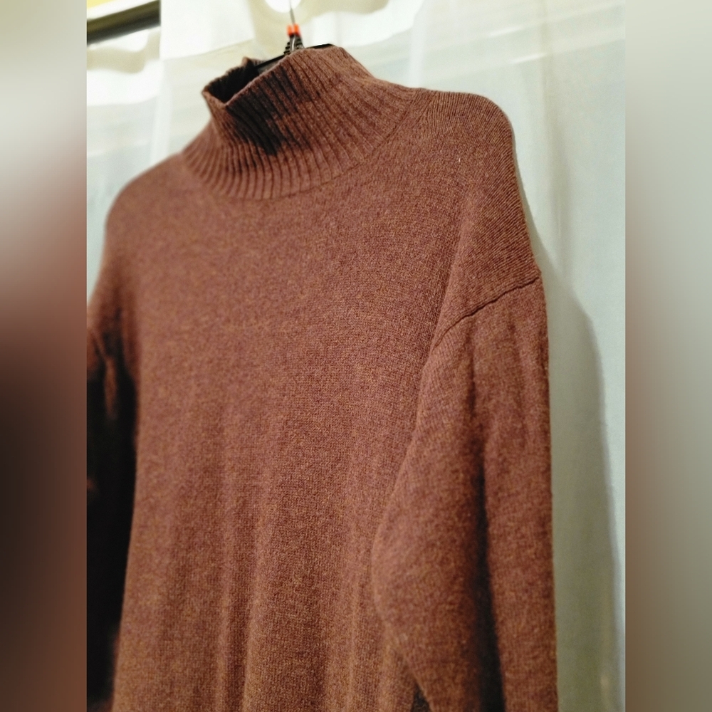 Uniqlo 70% Wool Midi Sweater Dress- Brown-Size Medium - Picture 3 of 15